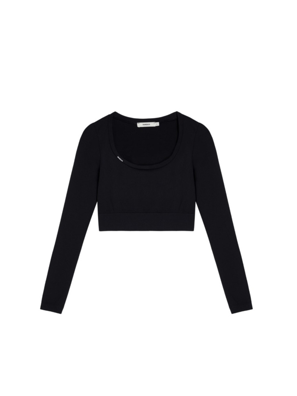 PANGAIA Black Plant-Stretch Motion Low Impact Cropped Long Sleeve Top Size S